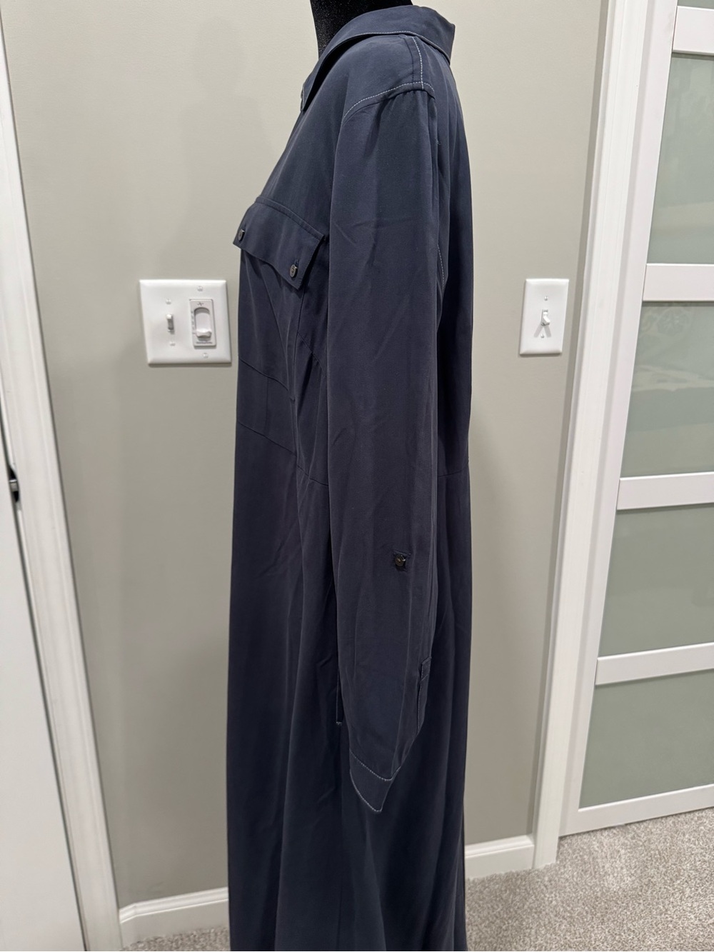 J. Jill Long Navy Button-Front Maxi Shirt Dress - Picture 5 of 12